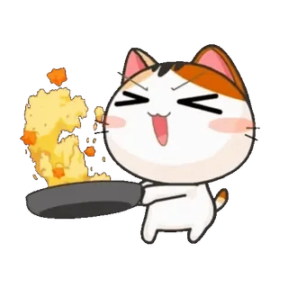 👩‍🍳 แมว, ทำอาหาร, น่ารัก, การ์ตูน, อาหาร, ห้องครัว telegram sticker
