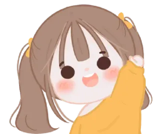 ✋ mignon, kawaii, chibi, fille, sticker, dessin animé, illustration whatsapp sticker