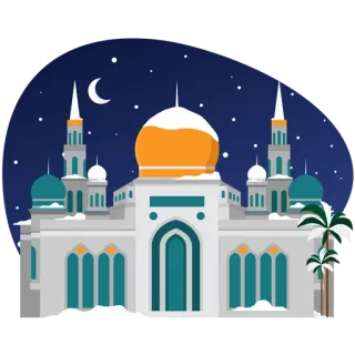 👈 มัสยิด, อิสลาม, ศาสนา, อาคาร, ฤดูหนาว, หิมะ, กลางคืน whatsapp sticker