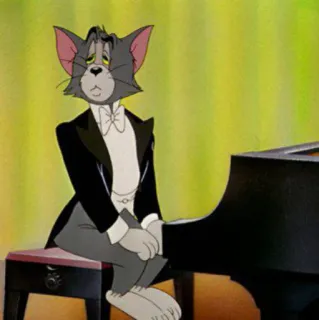 😾 Tom Cat Мультфильм, Кот, Пианино, Грустный, Мюзикл, Том и Джерри, Животное telegram sticker