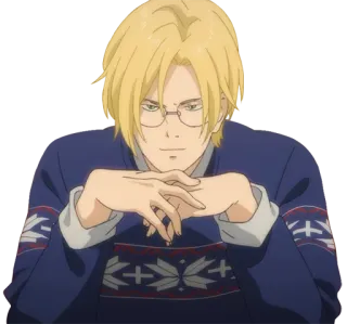 🤔 Ash Lynx Banana Fish Anime, Banana Fish, Ash Lynx, Charakter, Blonde Haare, Brille whatsapp sticker
