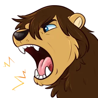 😡 león, animal, rugido, feroz, dibujos animados telegram sticker