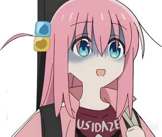 😨 USIDAZE อนิเมะ, ผู้หญิง, ผมสีชมพู, ตกใจ, มังงะ telegram sticker