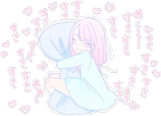 😍 gadis anime, kawaii, imut, warna pastel, dakimakura, kartun, ilustrasi whatsapp sticker