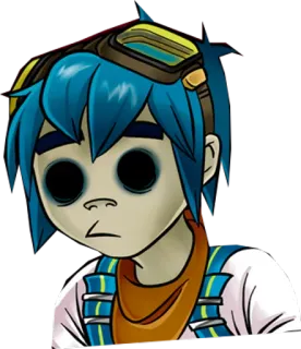 😶 2-D Gorillaz 2D, Gorillaz, Personagem de desenho animado, cabelo azul, banda virtual telegram sticker