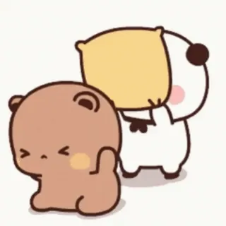 😤 Dessin animé, Mignon, Animal, Ours, Drôle, Bataille de polochons, Geste offensant telegram sticker