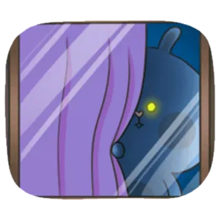 😶 ventana, cortina, mirando, animal, dibujo animado, ilustración, noche, criatura whatsapp sticker