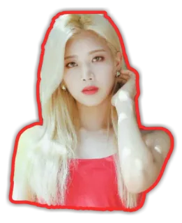 😐 mujer, retrato, pelo rubio, vestido rojo, belleza, chica, femenina, persona telegram sticker