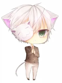 🙏 Chibi, Gato, Anime, Kawaii, Fofo, Orelhas de gato, Máscara telegram sticker