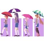 ☔️ anime, girls, umbrellas, walking, rain, purple whatsapp sticker