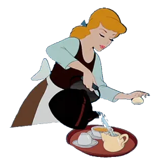 🍵 Cinderella Cinderella, Disney, kartun, putri, teh, minuman whatsapp sticker