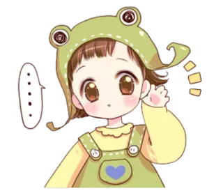💬 niño, niña, rana, lindo, dibujos animados, kawaii telegram sticker