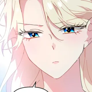 🪞 anime girl, blonde hair, blue eyes, portrait, woman, cartoon telegram sticker