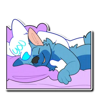 🤗 you tidur, peluk, imut, kartun, hewan, tempat tidur, berpelukan telegram sticker