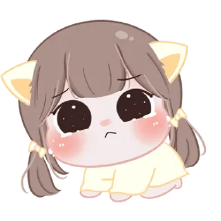 😢 schattig, kawaii, meisje, verdrietig, huilen, chibi, emotioneel telegram sticker