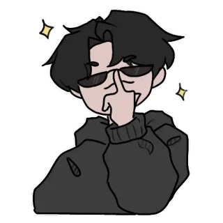 😎 dibujo animado, persona, hombre, gafas de sol, actitud, descarado, gesto whatsapp sticker