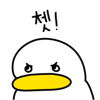 💬 쳇! 鸭子, 卡通, 可爱, 生气, 韩语, 表情 telegram sticker