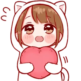 🍧 Аниме, Каваий, Милый, Девушка, Сердце, Любовь, Стикер telegram sticker