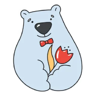 🌷 หมี, การ์ตูน, ดอกไม้, น่ารัก, สัตว์, หูกระต่าย telegram sticker