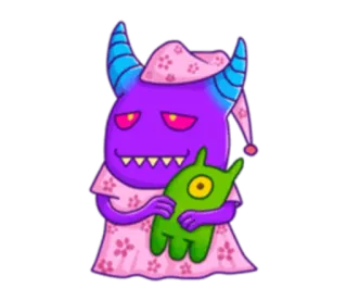 😪 Monster, lila, Cartoon, Schlafanzug, süß, Puppe whatsapp sticker