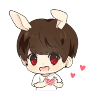 ❤ Chibi, Conejo, Corazón, Kawaii, Lindo, Dibujo animado telegram sticker
