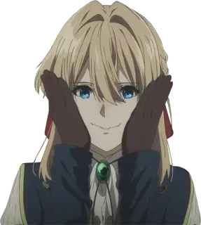 😱 Violet Evergarden Anime, Personaje, Retrato, Rubio, Sonrisa telegram sticker