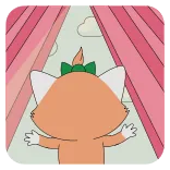 🌤 gato, fofo, desenho animado, animal, laço, abertura, feliz whatsapp sticker