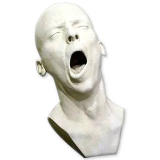😴 скульптура, бюст, искусство, кричать, вопить, открытый рот, белый telegram sticker