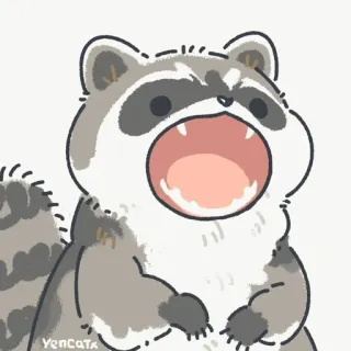 🦝 raccoon, cute, animal, cartoon telegram sticker