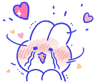 ❤️ lapin, mignon, kawaii, pleurer, triste, emoji telegram sticker