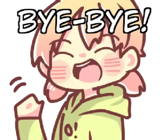 👋 BYE-BYE! sampai jumpa, selamat tinggal, kartun, imut, melambai whatsapp sticker