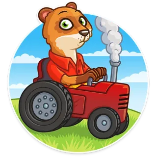😶 Dessin animé, Animal, Tracteur, Conduite, Agriculture, Véhicule telegram sticker
