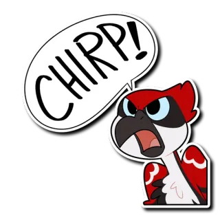 😠 CHIRP! uccello, cinguettio, cartone animato, rosso, animale, carino telegram sticker