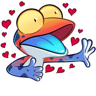 🥰 Frosch, Cartoon, Herzen, Liebe, Zuneigung, süß, lustig, Tier telegram sticker