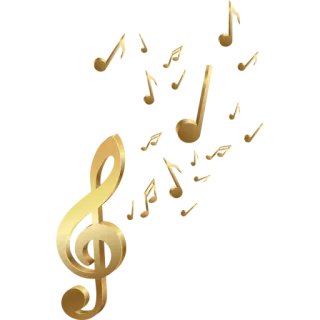 🎵 música, notas, dourado, clave, melodia telegram sticker
