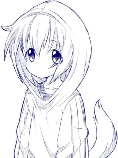 😶 Anime, Manga, Gadis, Hoodie, Lucu, Sketsa, Seni garis, Kartun telegram sticker