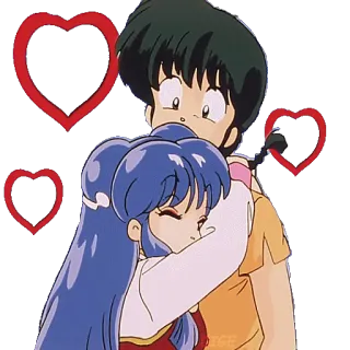 ❤ anime, dibujos animados, abrazo, amor, corazones whatsapp sticker