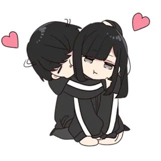 🤗 Anime, Coppia, Amore, Cuori, Cartoni animati, Abbraccio telegram sticker