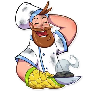 😅 chef, cooking, food, kitchen, cartoon, character telegram sticker