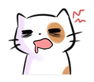 😑 chat, épuisé, fatigué, endormi, animal, emoji, expression telegram sticker