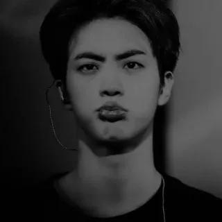 ✖️ Jin K-pop, Jin, chanteur, homme, moue, noir et blanc, idole telegram sticker