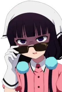🙄 Anime, Personagem, Garota, Óculos de sol, Kawaii, Fofo telegram sticker