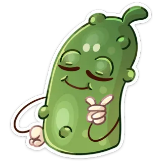 ☝️ cornichon, dessin animé, légume, nourriture, mignon, drôle, autocollant whatsapp sticker