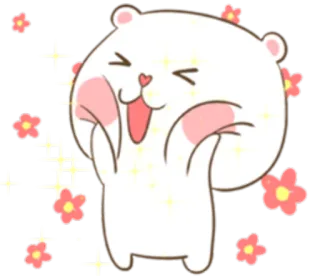 ☺️ süß, Bär, Cartoon, Blumen, Glitzer, fröhlich telegram sticker