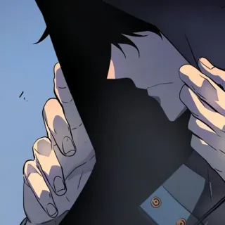 ♠️ anime, hood, character, man, face whatsapp sticker