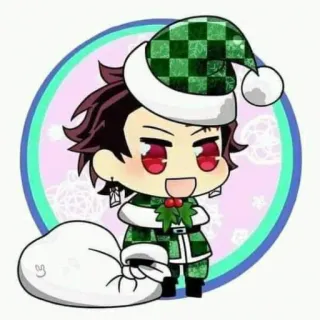 🎅 Tanjiro Kamado Demon Slayer Anime, Demon Slayer, Tanjiro, Noël, Fêtes, Mignon, Kawaii whatsapp sticker
