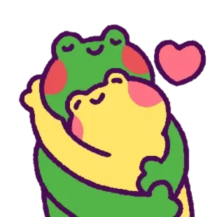 ❤ grenouilles, amour, câlin, mignon, dessin animé, autocollant, affection, animaux telegram sticker