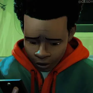 😞 Miles Morales Spider-Man: Into the Spider-Verse Miles Morales, Spider-Man, Marvel, Kartun, Anime, Pahlawan telegram sticker