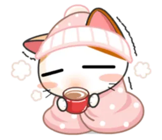 ☕️ gato, lindo, invierno, cálido, manta, sombrero, café, kawaii telegram sticker