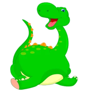 😃 ไดโนเสาร์, บรอนโทซอรัส, น่ารัก, การ์ตูน, สีเขียว, สัตว์ whatsapp sticker
